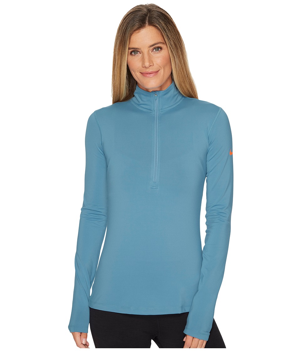 Nike Pro Long Sleeve Half Zip (Cerulean/Hyper Crimson) Women