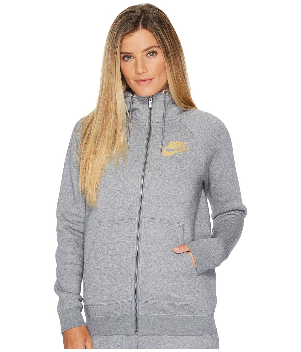 Nike Sportswear Rally Metallic Full-Zip Hoodie (Carbon Heather/Cool Grey) Women