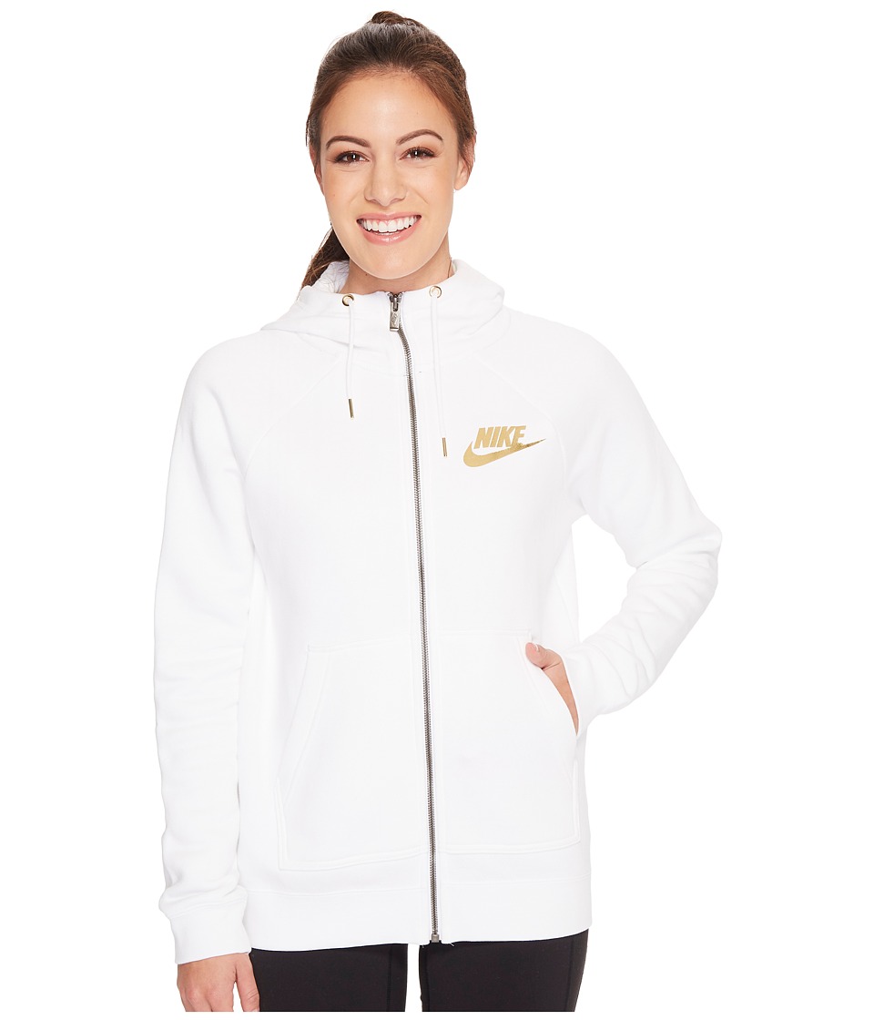 Nike Sportswear Rally Metallic Full-Zip Hoodie (White/White) Women