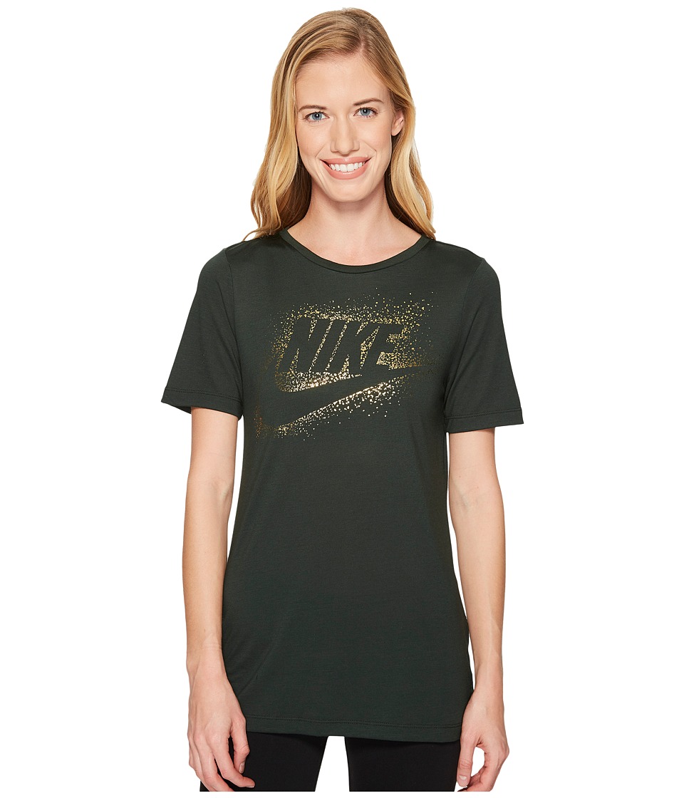 Nike Sportswear Essential Metallic Tee (Outdoor Green) Women