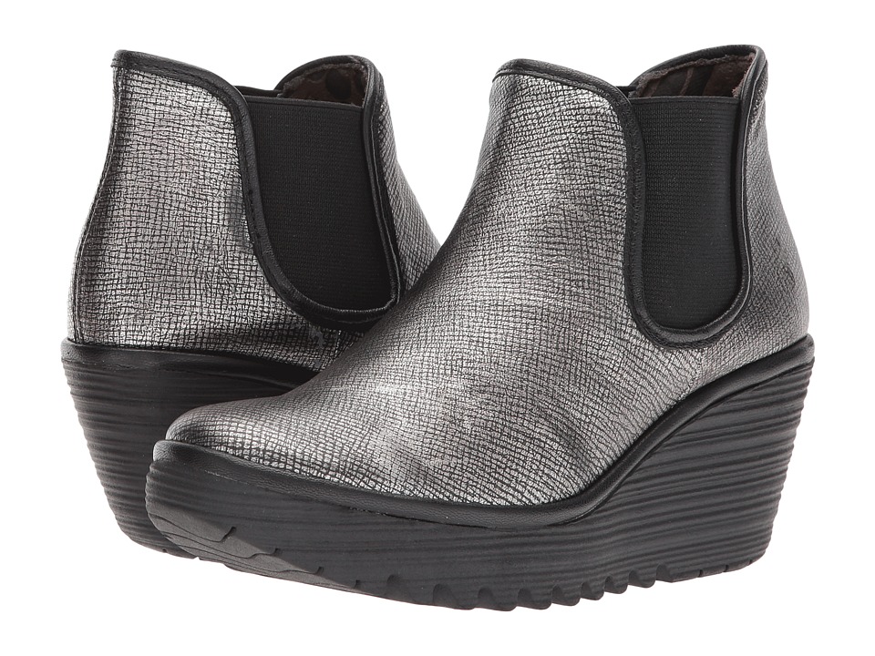 FLY LONDON Yat (Antique Silver/Black Franz/Mousse) Women