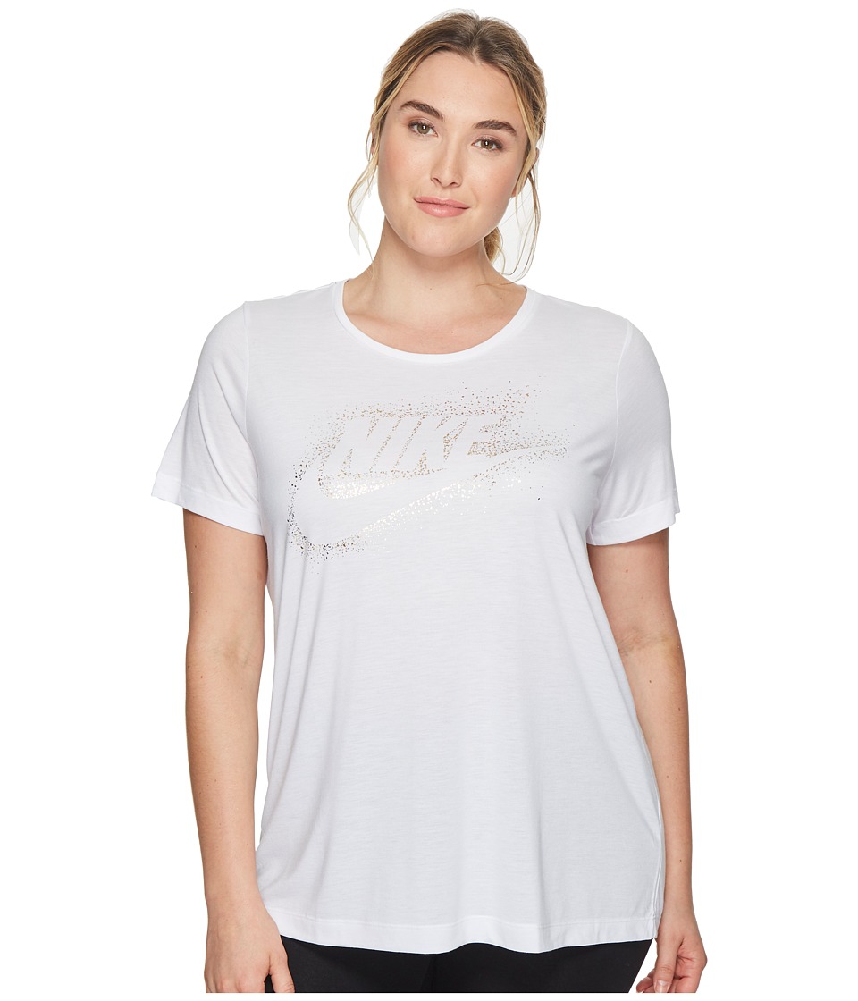 Nike Sportswear Essential Metallic Top (Size 1X-3X) (White) Women