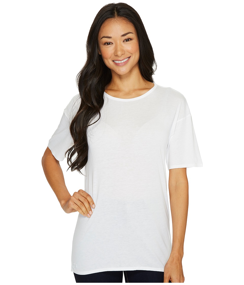 Lacoste Short Sleeve Loose Fit Tee Shirt (White) Women