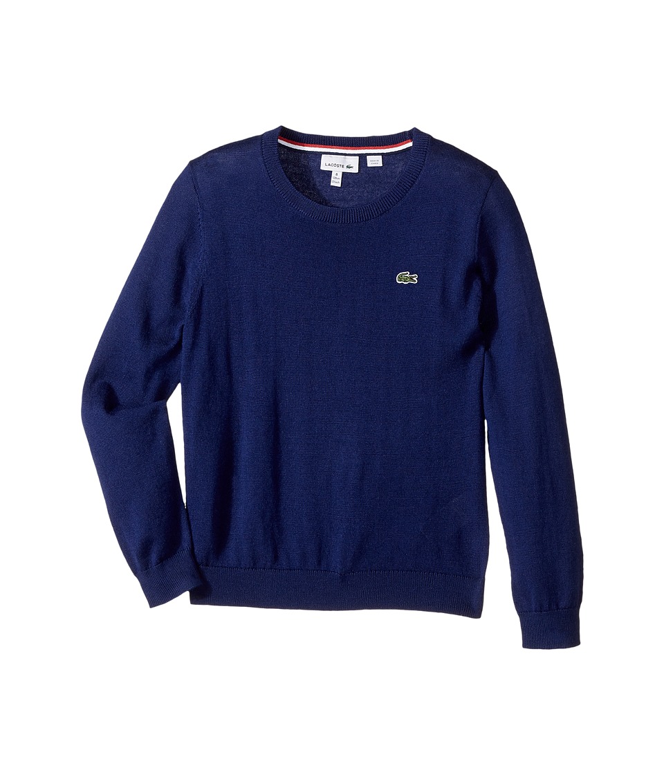 Lacoste Kids Long Sleeve Crewneck Sweater (Toddler/Little Kids/Big Kids) (Methylene) Boy