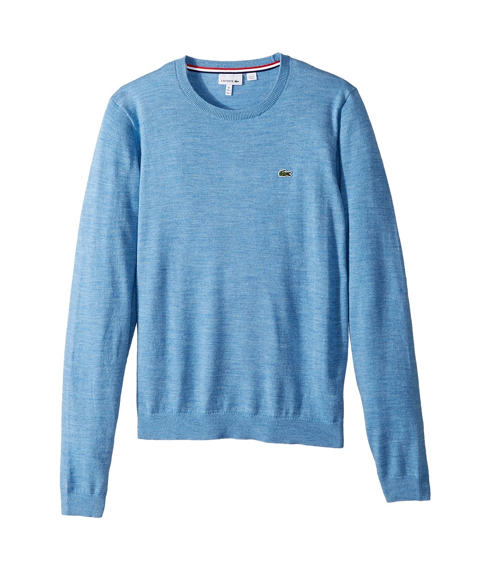 Lacoste Kids Long Sleeve Crewneck Sweater (Toddler/Little Kids/Big Kids) (Cloudy Blue Chine) Boy