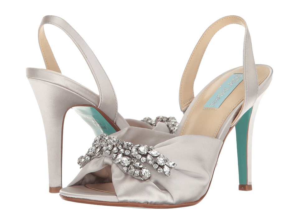silver satin high heels