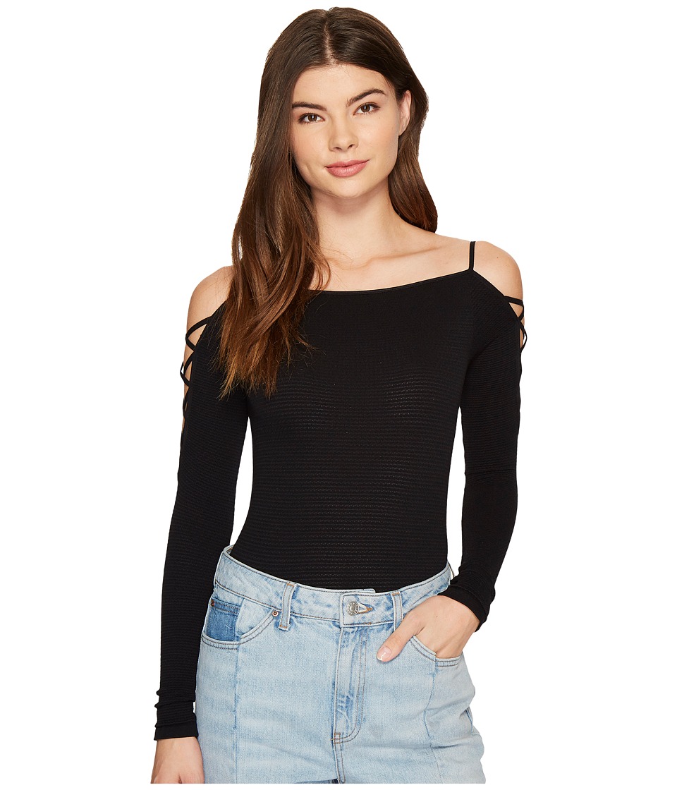 Free People Cold Shoulder Top (Black) Women