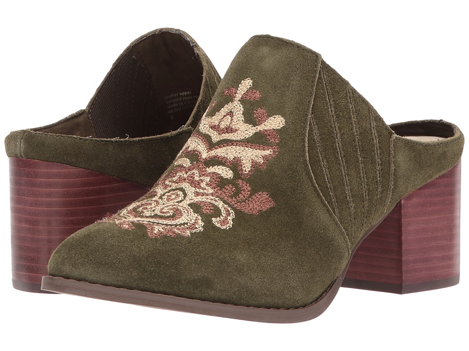 Seychelles Dialogue (Olive Suede w/ Embroidery) Women