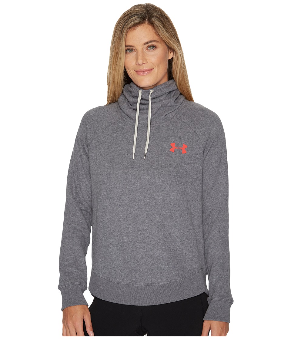 Under Armour Favorite Fleece Pullover Left Chest Hoodie (Carbon Heather/Marathon Red) Women