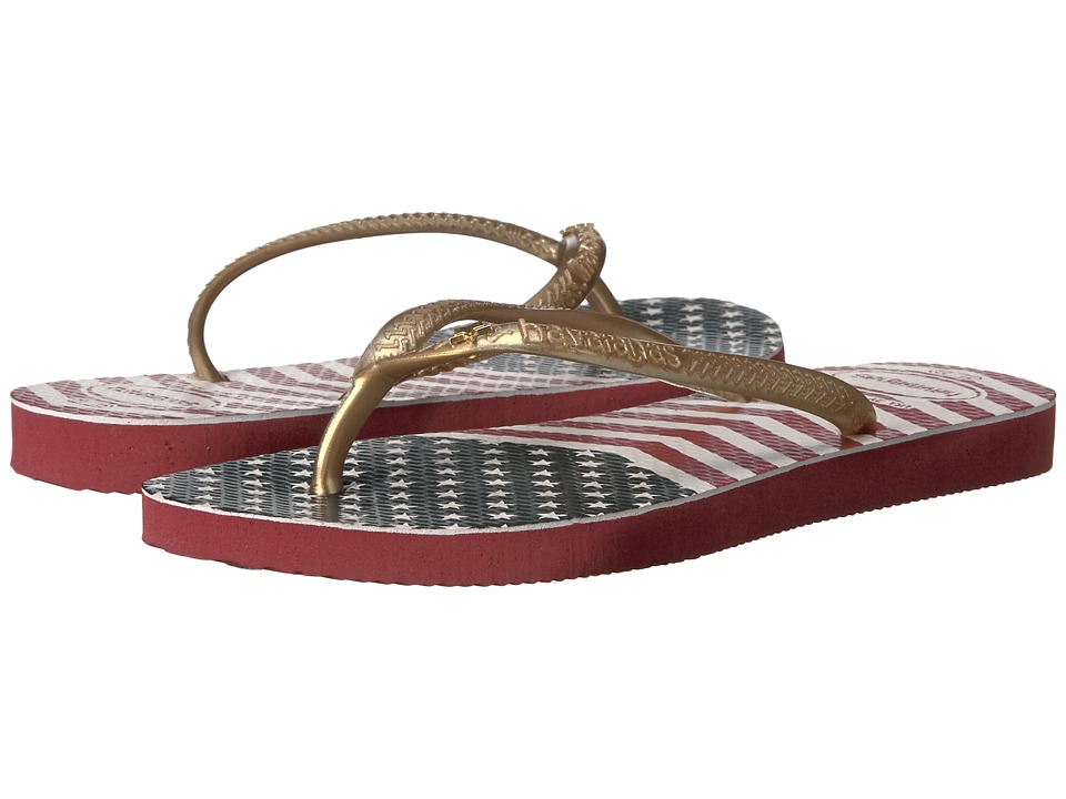 Havaianas Kids Slim Chevron Stars and Stripes Sandals (Toddler/Little Kid/Big Kid) (Red) Girls Shoes