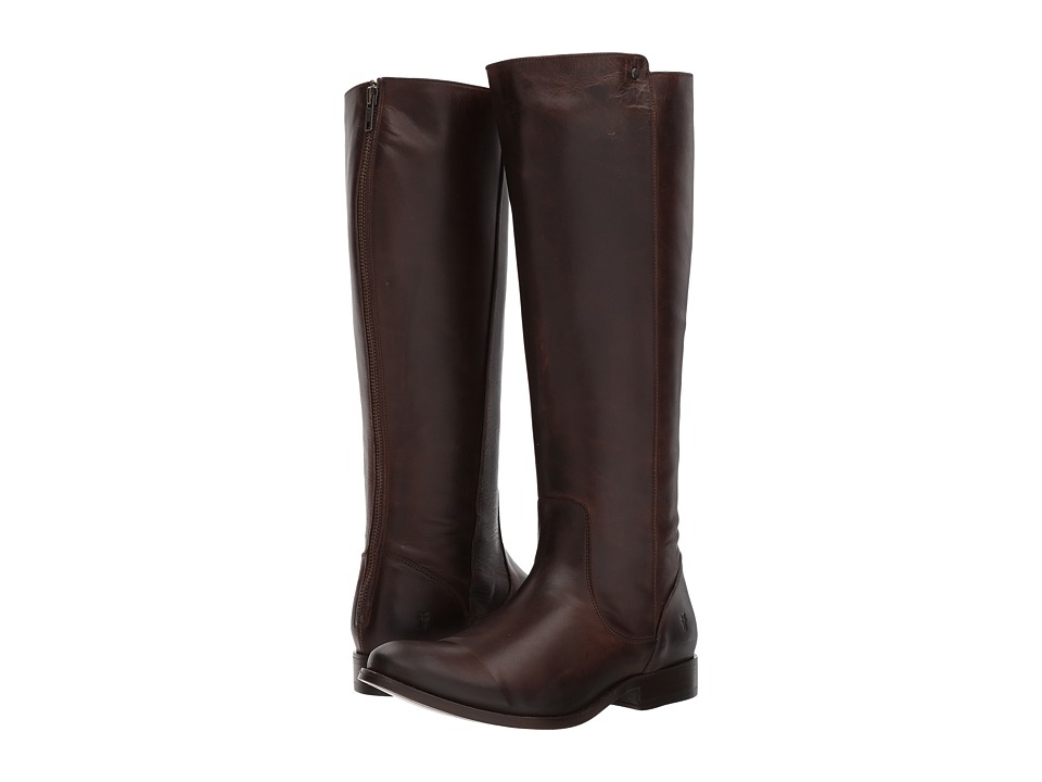 Frye Melissa Stud Back Zip Wide Calf (Chocolate) Women