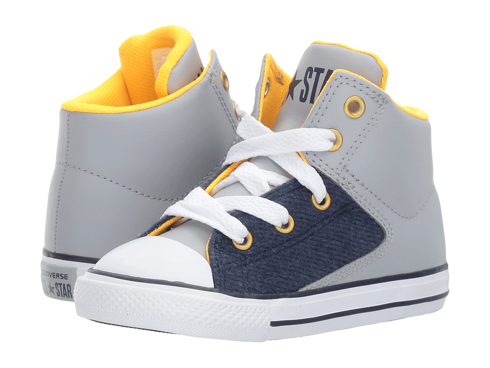 Converse Kids Chuck Taylor All Star High Street Hi (Infant/Toddler) (Wolf Grey/Midnight Navy/White) Boys Shoes