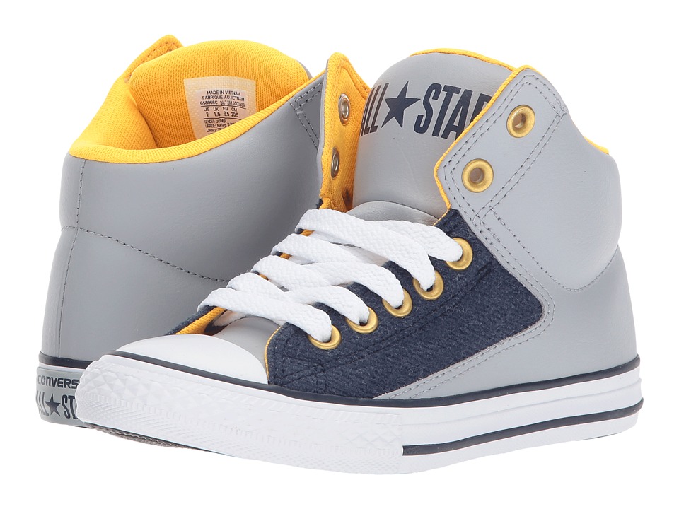 Converse Kids Chuck Taylor All Star High Street Hi (Little Kid/Big Kid) (Wolf Grey/Midnight Navy/White) Boys Shoes