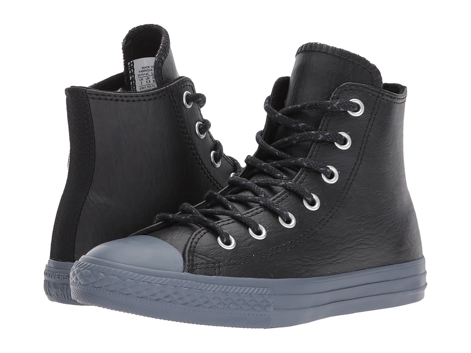Converse Kids Chuck Taylor All Star Leather + Thermal Hi (Little Kid) (Black/Black/Sharkskin) Boys Shoes