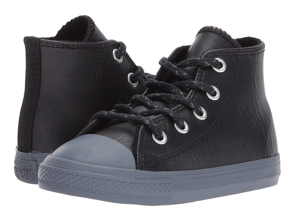 Converse Kids Chuck Taylor All Star Leather + Thermal Hi (Infant/Toddler) (Black/Black/Sharkskin) Boys Shoes