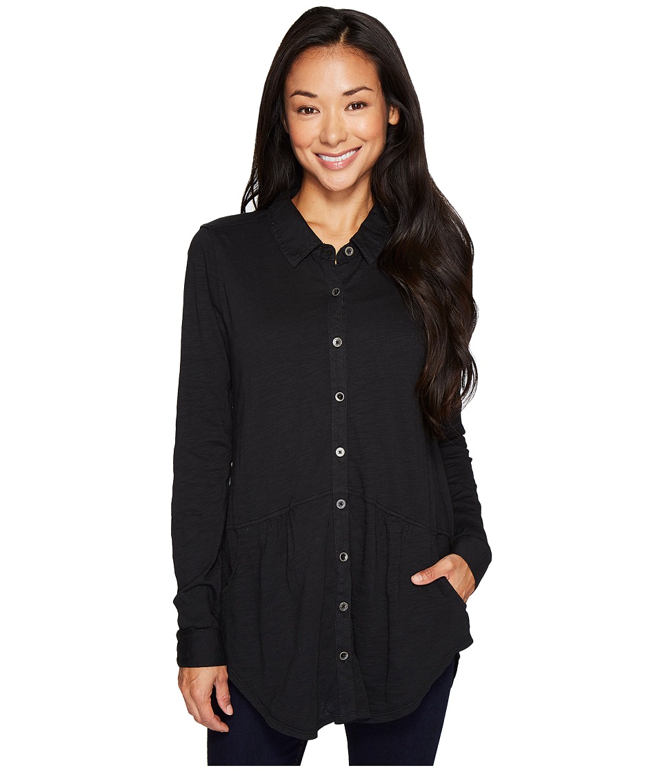 Mod-o-doc Slub Jersey Button Front Pocket Shirt (Black) Women
