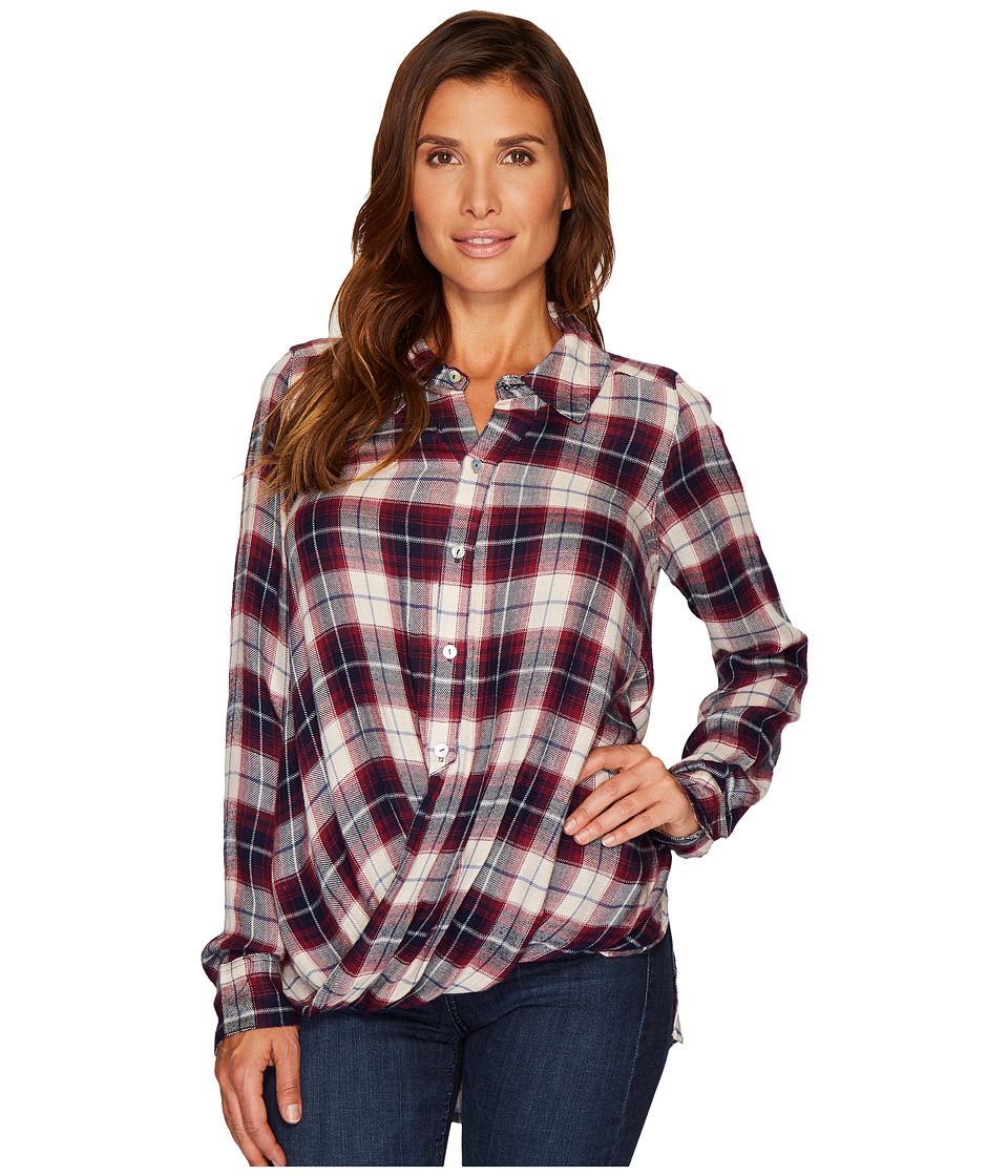 Mod-o-doc Rayon Long Sleeve Twist Hem Shirt (Navy) Women