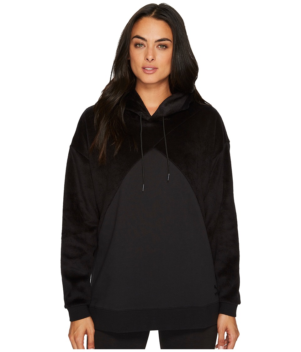 PUMA Fabric Block Oversized Hoodie (PUMA Black) Women