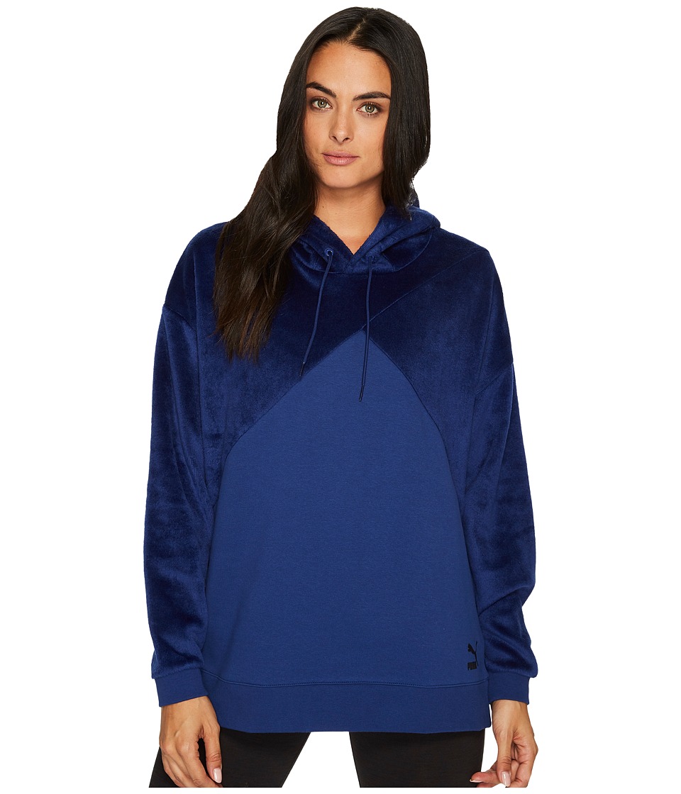 PUMA Fabric Block Oversized Hoodie (Blue Depths) Women