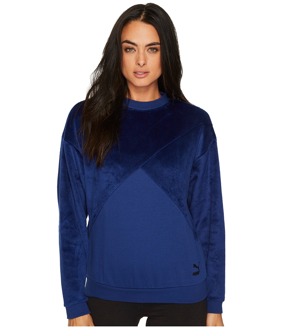 PUMA Fabric Block Crew Sweatshirt (Blue Depths) Women