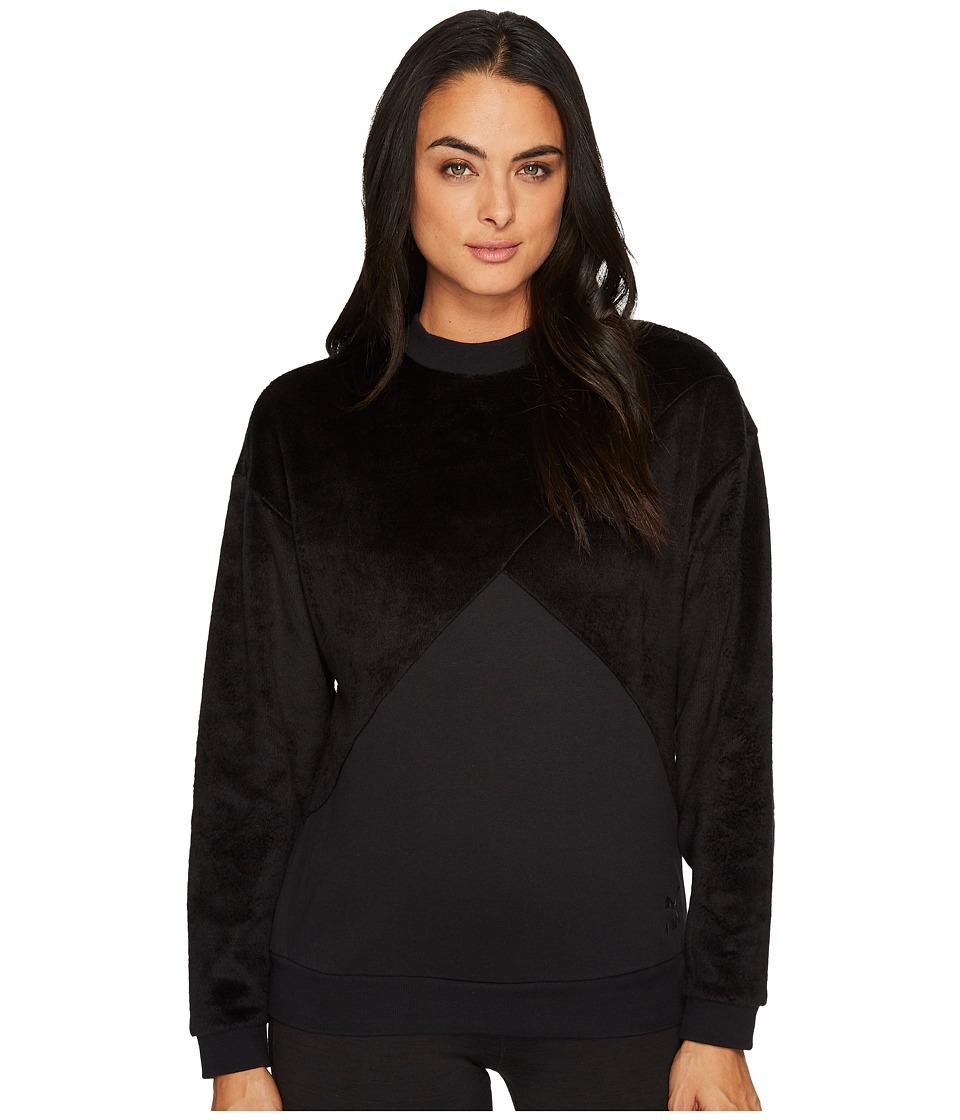 PUMA Fabric Block Crew Sweatshirt (PUMA Black) Women