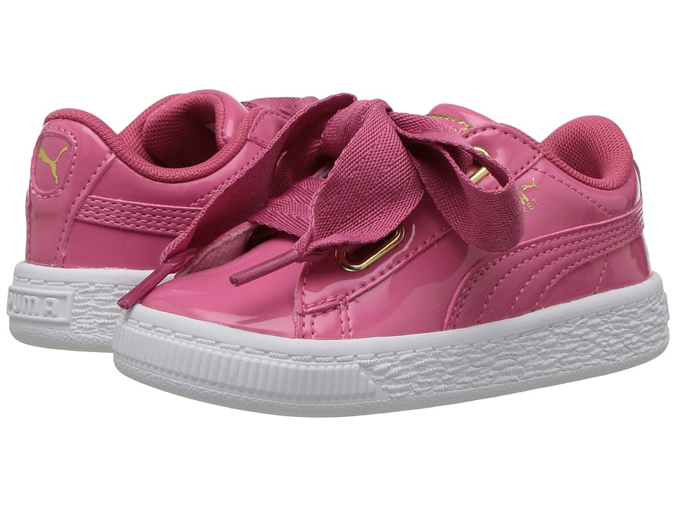 Puma Kids Basket Heart Patent Gold (Toddler) (Rapture Rose/Puma Team Gold) Girls Shoes