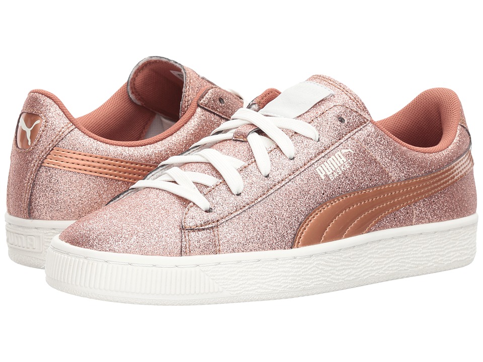 Puma Kids Basket Holiday Glitz (Big Kid) (Copper Rose) Girls Shoes