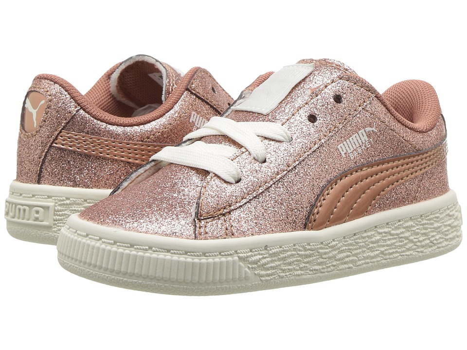 Puma Kids Basket Holiday Glitz (Toddler) (Copper Rose) Girls Shoes