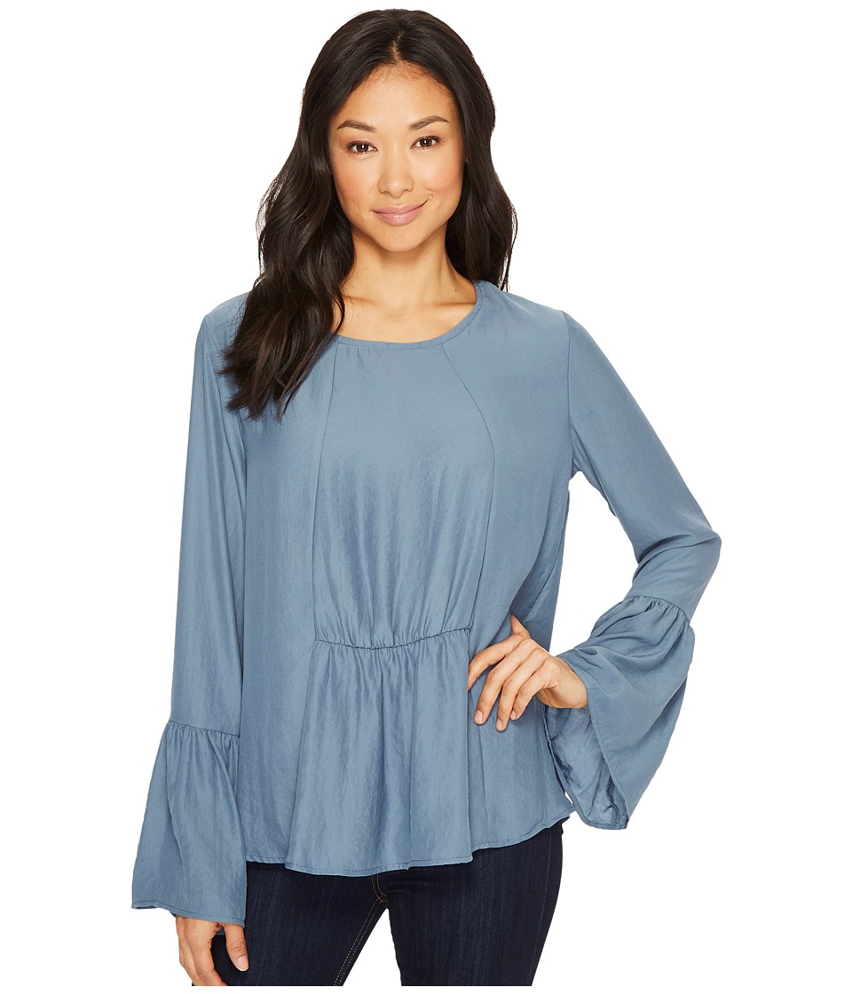 B Collection by Bobeau Lee Flare Sleeve Blouse (Blue/Grey) Women