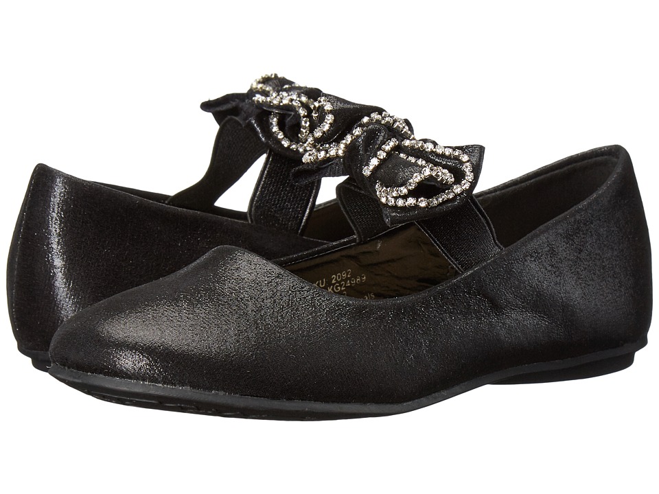 kensie girl Kids Bow Strap Flat (Little Kid/Big Kid) (Black) Girls Shoes