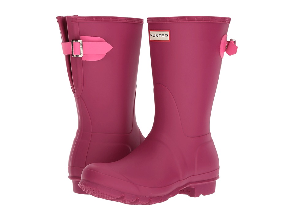 Hunter Original Short Back Adjustable Rain Boots (Dark Ion Pink/Ion Pink) Women