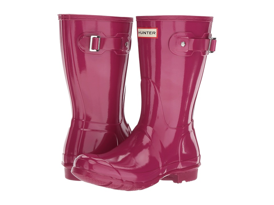 Hunter Original Short Gloss Rain Boots (Dark Ion Pink) Women