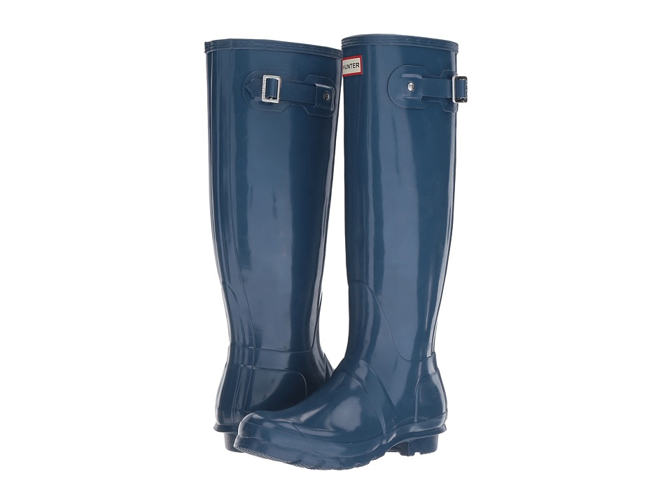 Hunter Original Tall Gloss Rain Boots (Dark Earth Blue) Women