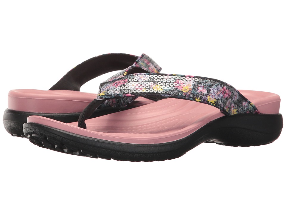 crocs leighann ankle strap sequin wedge