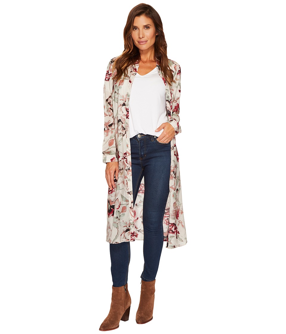 Tribal Printed Floral Duster Shirt (Cabernet) Women