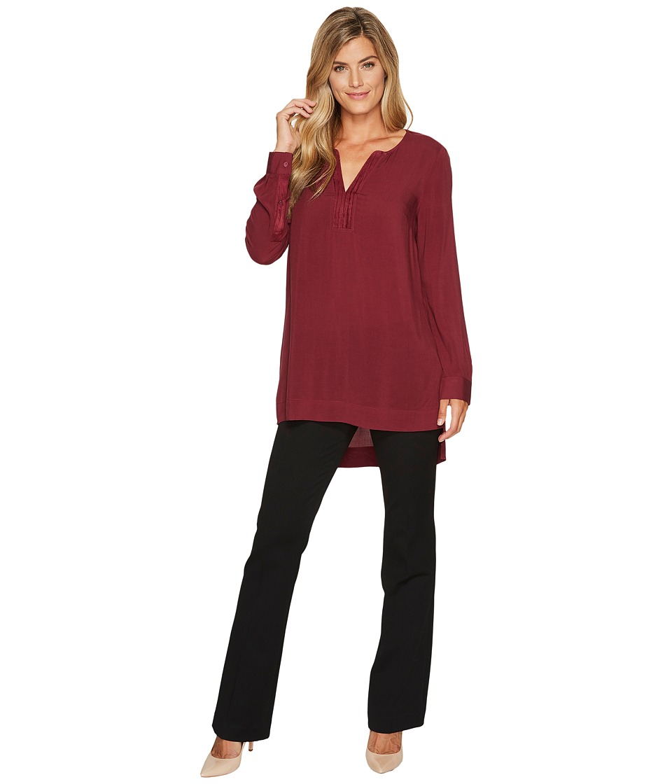 Tribal Long Sleeve Blouse w/ Suede Details (Cabernet) Women