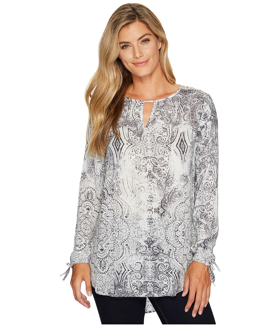 Tribal Long Sleeve Printed Tunic w/ Laser Cut Combo (Mushroom) Women