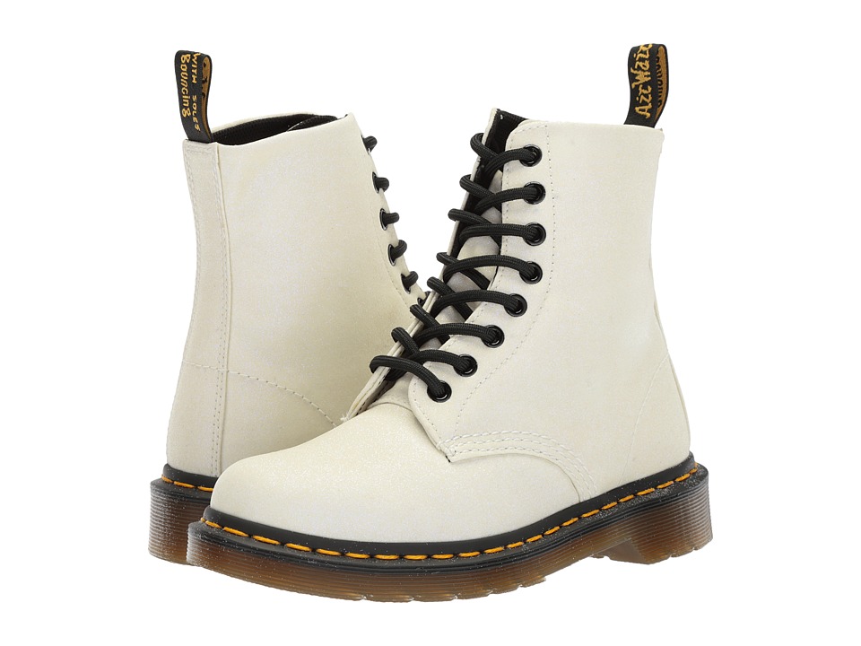 Dr. Martens Pascal Glitter 8-Eye Boot (White/Aurora Purple Glitter PU) Women