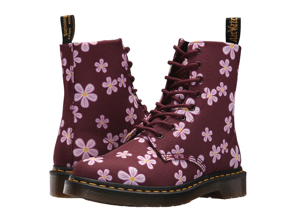 Dr. Martens Page Meadow 8-Eye Boot (White Meadow/Cherry Red T-Canvas) Women