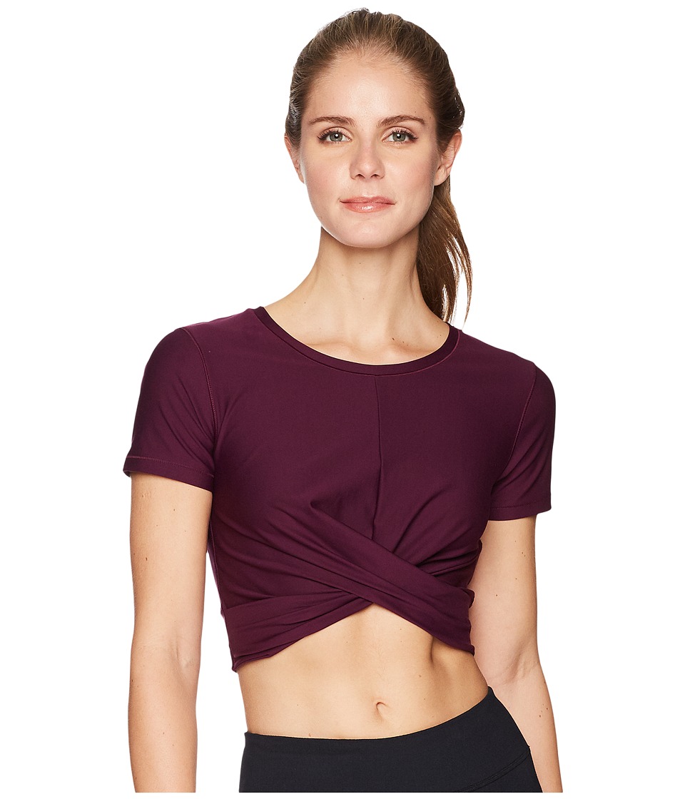 Under Armour Lightweight Lux Crop Tee (Merlot/Metallic Gold) Women