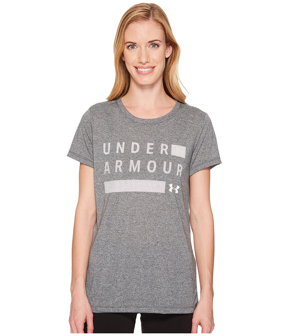 Under Armour Threadborne Graphic Twist Short Sleeve Shirt (Black/White/Metallic Silver) Women