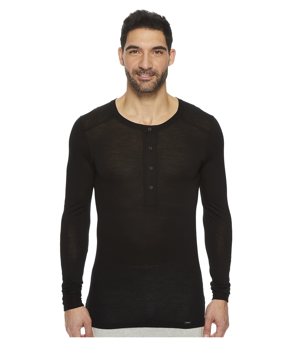 Hanro Light Merino Long Sleeve Shirt (Black) Men