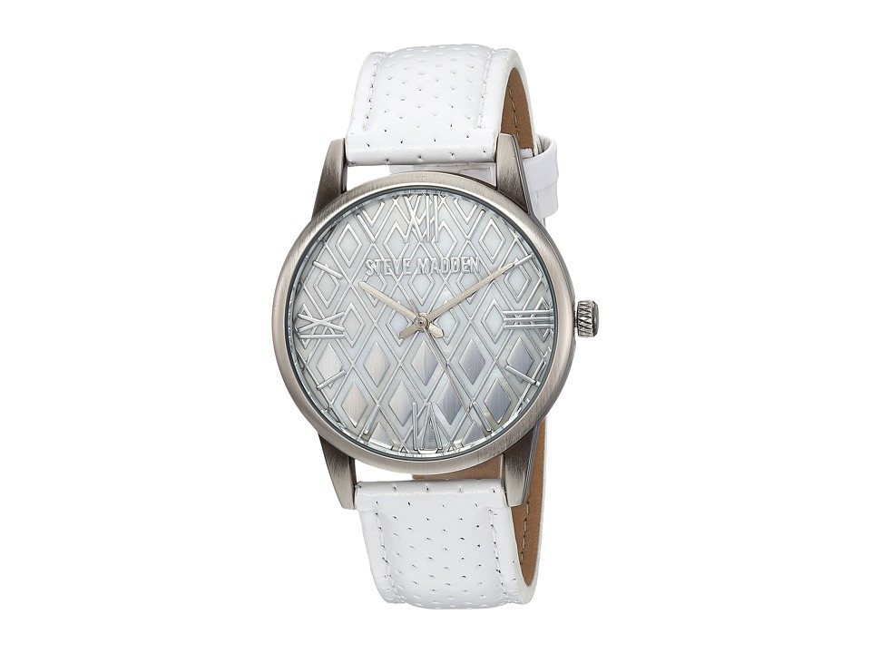 Steve Madden - Diamond Dial Leather Watch (White) Watches