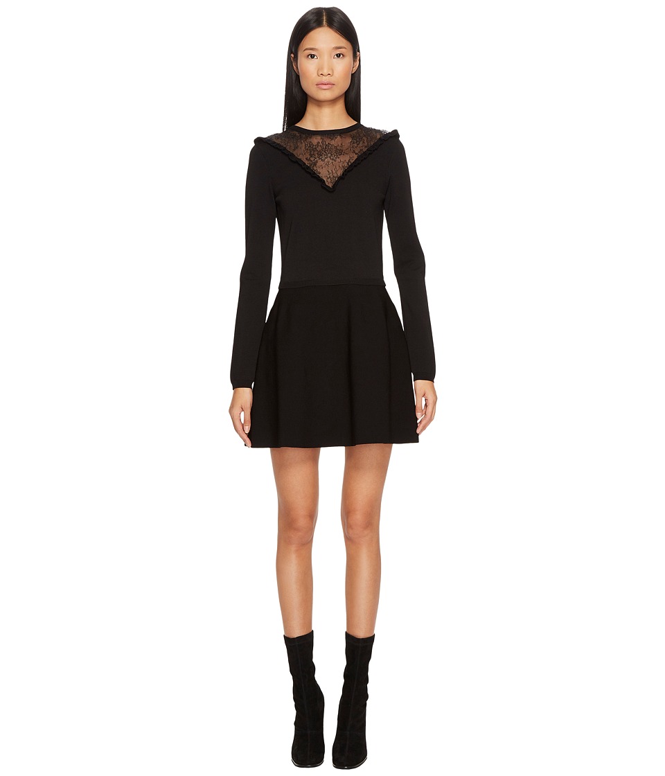RED VALENTINO Stretch Viscose Yarn Lace Dress (Black) Women