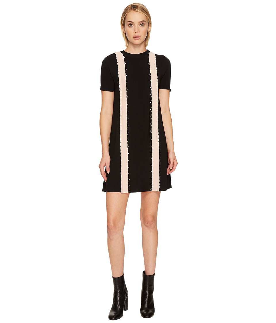 RED VALENTINO Stretch Viscose Yarn Dress (Black/Nude) Women