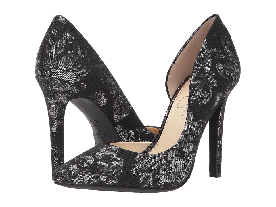 Jessica Simpson Claudette (Pewter Multi Metallic Floral Brocade) High Heels