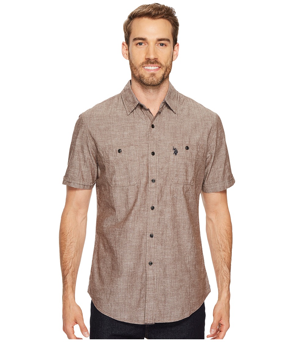 U.S. POLO ASSN. Slim Fit Short Sleeve Sport Shirt (Dark Stallion) Men
