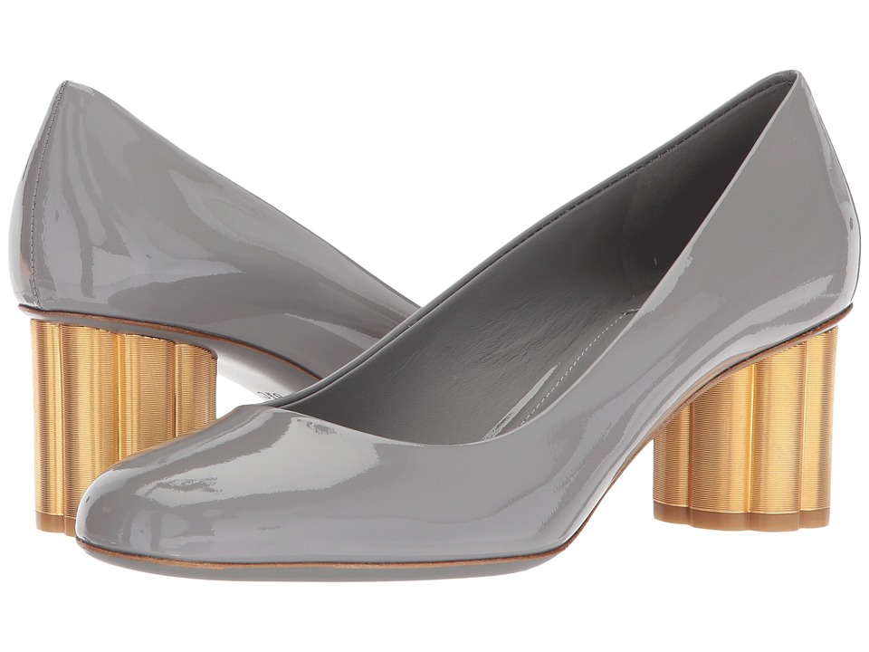 grey patent high heels