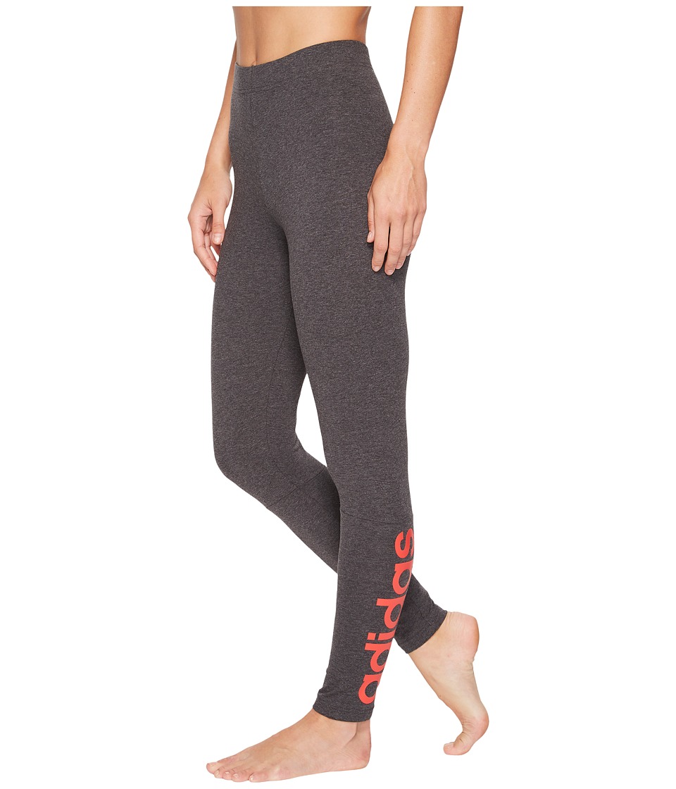 adidas Essentials Linear Tights (Dark Grey Heather/Real Coral) Women