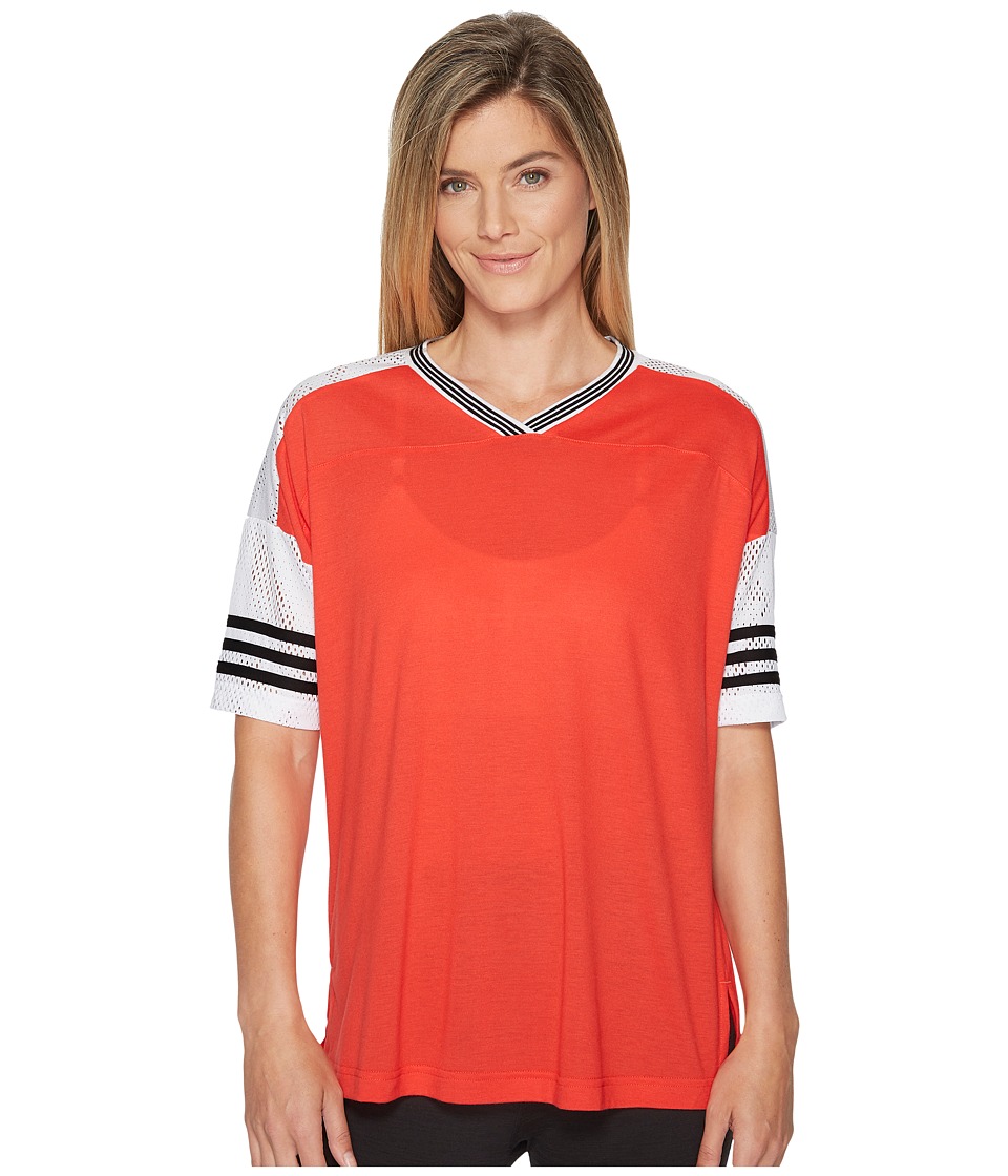 adidas Sport Id Short Sleeve Tunic (Real Coral/White/Black) Women